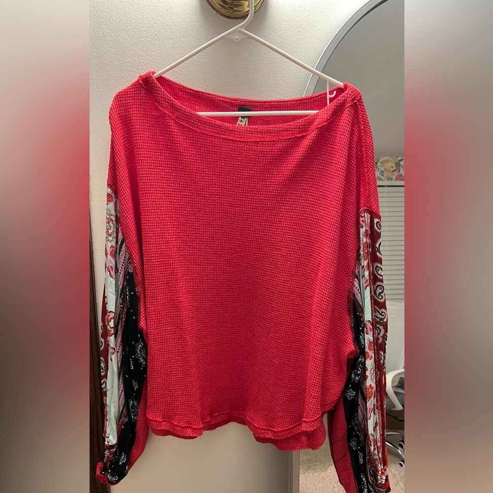 Long sleeve, red, top, we the free, thermal, Medium, great condition